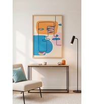 Soyut Geometrik Şekiller Minimalist 1. Kalite Ahşap Çerçeveli Tablo
