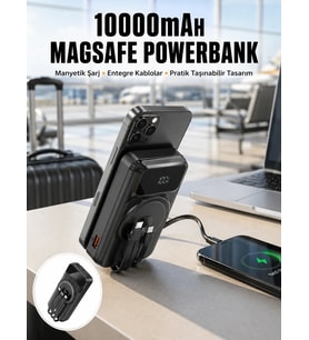 15W Kablosuz Hızlı Şarjlı 10000 mAh Powerbank – Taşınabilir, LED Göstergeli