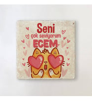 Kişiye Özel Bu Kedicik Seni Seviyoo Bardak Altlığı