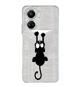 Huawei Nova 10 Se Uyumlu Kapak Çizgi Kedi (Beyaz) Tasarımlı Şeffaf Silikon Kılıf