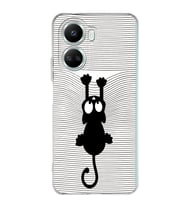 Huawei Nova 10 Se Uyumlu Kapak Çizgi Kedi (Beyaz) Tasarımlı Şeffaf Silikon Kılıf