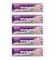 Premium 10'lu Büzgülü Çöp Torbası Çilek Kokulu Büyük Boy 65 x 70 cm Beşli Paket