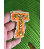7X6 CM ÜTÜ İLE YAPIŞAN NEON TAŞLI T HARFİ ARMA
