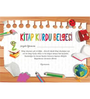 KİTAP KURDU BELGESİ / SERTİFİKASI KALIN KARTON BASKILI SERTİFİKA 10 ADET A4 BOYUT