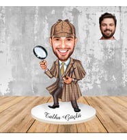 Kişiye Özel Dedektif Sherlock Holmes Karikatür Ahşap Biblo