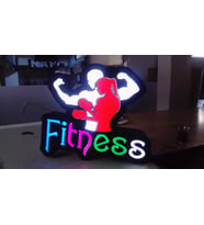 Fitness Yazılı Tabela 3D Led Neon Etkili Işıklı Tabela 30X45 CM Tek Taraflı