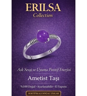 Sertifikalı Aşk Sevgi ve Uyum Enerji Yüzüğü – Ametist Taşı Ayarlamalı İnce Kasa Kova Balık Yay Burcu