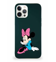 Apple iPhone 12 Pro Max Soft Premier Kapak Minnie Mouse-E Tasarımlı Silikon Kılıf - Yeşil (Şeffaf)