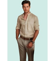Erkek Keten Görünümlü Düz Desenli Rahat Gömlek Polyester Günlük Şıklık Yaz Aylarının Vazgeçilmezi