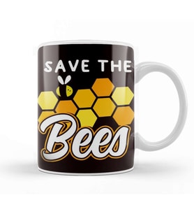 Save The Bees Honey Bee Animal Nature Welfare Honeycomb Kupa Bardak Porselen