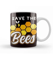 Save The Bees Honey Bee Animal Nature Welfare Honeycomb Kupa Bardak Porselen