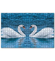 Cakapuzzle İki Beyaz Kuğu Kalp Şekli  Puzzle Yapboz MDF (Ahşap) (120 Parça)