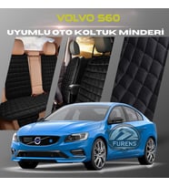 Volvo S60 Siyah Renk Tay Tüyü Cepli & Terletmez Sırtlı Oto Koltuk Minder Seti - Koltuk Koruma Kılıfı (ÖN & ARKA TAM SET)
