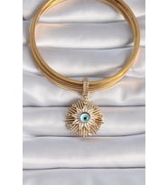 Pirinç Gold Renk Nazar Boncuklu Saçaklı Yıldız Figür Ajda Charm 5886 - SSSSSS9801-2317