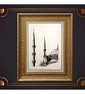 Gold Altın Kalın Çerçeveli Paspartulu Tablo s1388