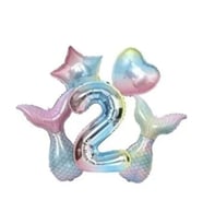 Rainbow Deniz Kızı Kuyruğu 2 Yaş Folyo Balon Set