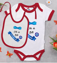 BK Kids Sünnet Tasarımlı Kırmızı Bebek Body Zıbın ve Mama Önlüğü Hediye Seti-1