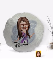 BK Gift Kişiye Özel İsimli Kız Çocuk Prenses Karikatürlü Yuvarlak Dekoratif Kırlent Yastık-3