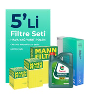 MANN Fiat Doblo 1.3 Dizel Filtre Bakım Seti Castrol Motor Yağlı EURO 5 (2015-2021) 5 Li