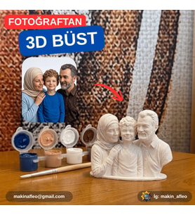MakinaFleo Kişiye Özel 3 Kişilik Büst Figürü (9cm)