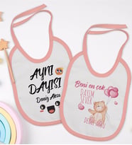 BK Kids Kişiye Özel Dayı Tasarımlı 2’li Pembe Mama Önlüğü-1