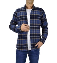 Erkek Uzun Kol Silim Fit Oduncu Gömlek BGL-ST01687 (İndigo)