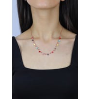 Hematit Taşlı Rose Gümüş Kolye 7280