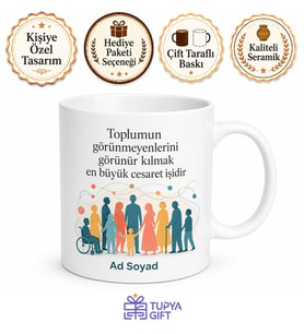Sosyal Hizmetler Öğrencisi Dezavantajlı Gruplar Toplumsal Destek Hediye Kupa Bardak