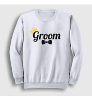 Presmono Unisex Beyaz The Groom Damat Evlilik Düğün Sweatshirt 534711tt (Beyaz)