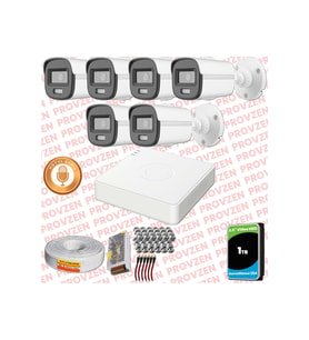 Provzen Hikvision 6'lı Full HD Güvenlik Kamerası Set 7/24 Renkli, Mikrofonlu, Olay Anında Bildirim