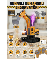 Uzaktan Kumandalı Şarjlı Ekskavatör Buharlı Sesli Işıklı 3 Başlıklı Oyuncak İş Makinesi