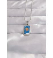 316L Çelik Gümüş Renk Mavi Mineli Güneş Model Tarot Kolye 5886 - SSSSSS4862-2266