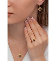 AgaKulche Oval Model Kadın Gümüş Takı Seti Gold S62-GK (925)