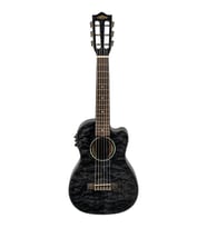 Lanikai QM-BKCEG Quilted Maple Elektro Guitalele - Siyah (Profesyonel - Sahne Serisi)  Kapitone Akçaağaç (Quilted Maple) Gövde, Dahili Preamp ve Akort Cihazı, Guitalele Formunda Geniş Ses Aralığı  Ölçüler: 17 İnç Skala / 6 Telli