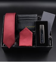 Bordo Kravat & Kişiye Özel Kartlık & Elektronik Alevsiz USB Şarjlı Çakmak Hediye Seti