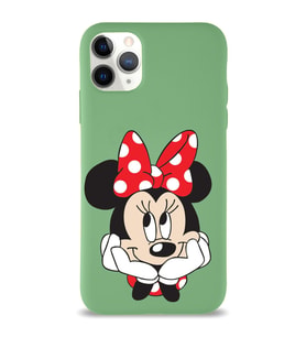 Apple iPhone 11 Pro Uyumlu Lansman Kılıf Minnie Mouse Tasarımlı Altı Kapalı İçi Kadife Kaplı  Kapak (Şeffaf)