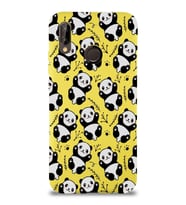 Xiaomi Redmi Note 7 Uyumlu Lansman Kılıf Panda Tasarımlı İçi Kadife Kapak-Sarı (Şeffaf)