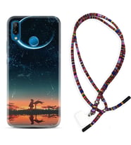 Huawei P20 Lite Mate 10 20 Lite Pro P40 Lite KılıfBoyun Asklı Rasta Silikon Ay ve Kız 1720
