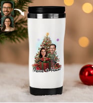 BK Gift Kişiye Özel Sevgili Yılbaşı Karikatürlü Çelik Termos Bardak - 11, Yılbaşı Hediyesi, Yeni Yıl Hediyesi