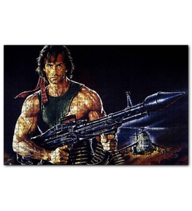 Cakapuzzle Rambo Sylvester Stallone Roketatar Karanlık Arkaplan  Puzzle Yapboz MDF (Ahşap) (120 Parça)