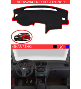 Volkswagen Polo 2009-2019 Için Uygun Torpido Koruma Halısı Siyah Kenar Renk Kırmızı
