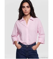 LCW Vision Pembe Çizgili Oversize Poplin Kadın Gömlek