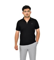 Erkek Polo Yaka Fermuarlı Tişört T237 BGL-ST04593 (Siyah)