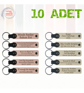Pudra & Sütlü Kahve, 10’lu Set, Kişisel Tarihli Deri Hediyelik, Düğün Töreni Davetlilerine Armağan