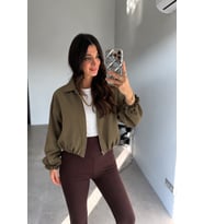Kahve Fermuarlı Gofre Ceket