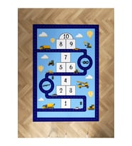 MEKTA HOME BEBEK VE ÇOCUK ODASI İş Makinalı ve Mavi Yol Desenli Halı
