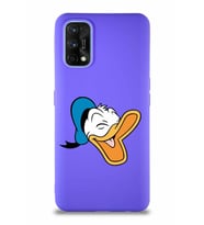 Realme 7 Pro Soft Premier Kapak Donald Duck-E Tasarımlı Silikon Kılıf - Mor (Şeffaf)