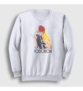 Presmono Unisex Beyaz Shoto Anime Boku No Hero Academia Sweatshirt 128811tt