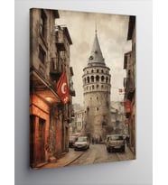 Kanvas Tablo Retro İstanbul Galata Kulesi