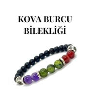 Doğaltaş - Kova Burcu Bileklik - Ametist - Yeşim Taşı - Akik - Kristal Kuvars - Doğaltaş Bileklik